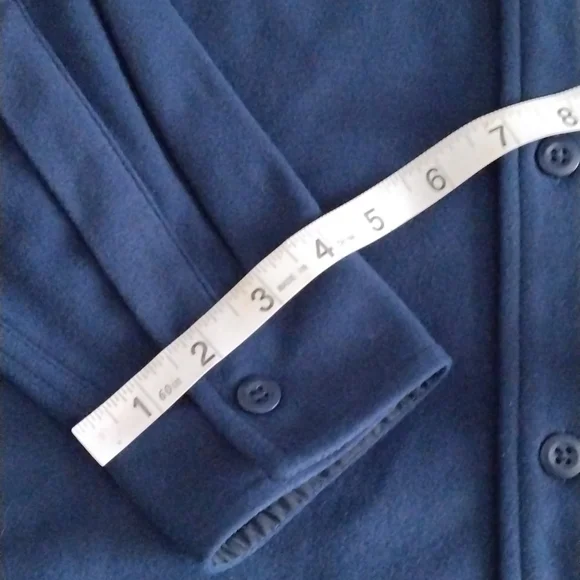 Lands' End Men's Large Tall Fleece Navy Blue Button Down Shirt - Picture 5 of 15